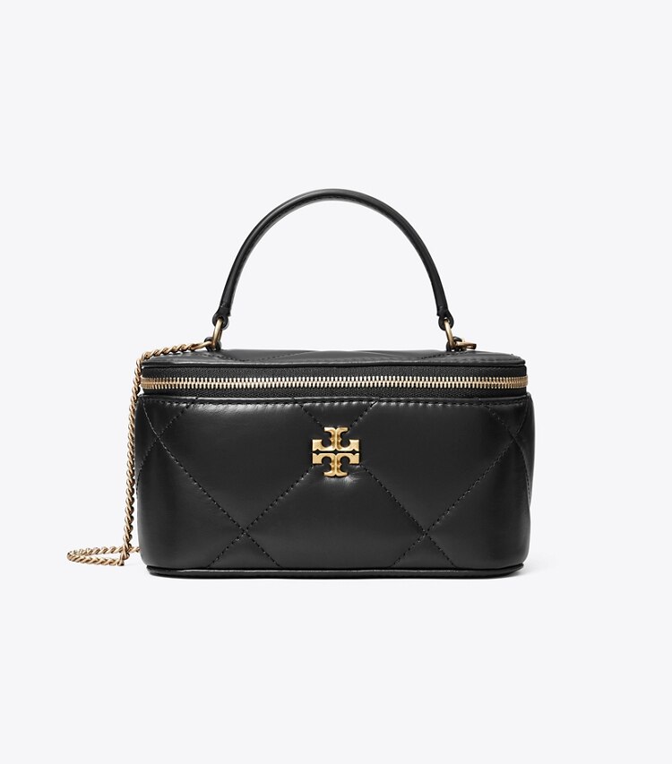 Tory Burch designer kleine taschen Kira Kosmetiktasche mit Rautensteppung in Black front
