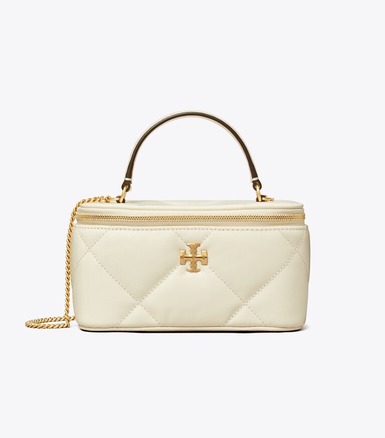 Tory Burch designer kleine taschen Kira Kosmetiktasche mit Rautensteppung in Warm White angle