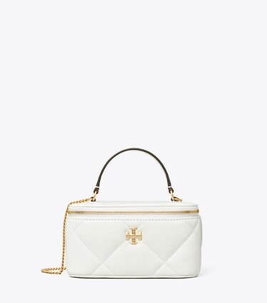 Tory Burch designer kleine taschen Kira Kosmetiktasche mit Rautensteppung in Blanc front
