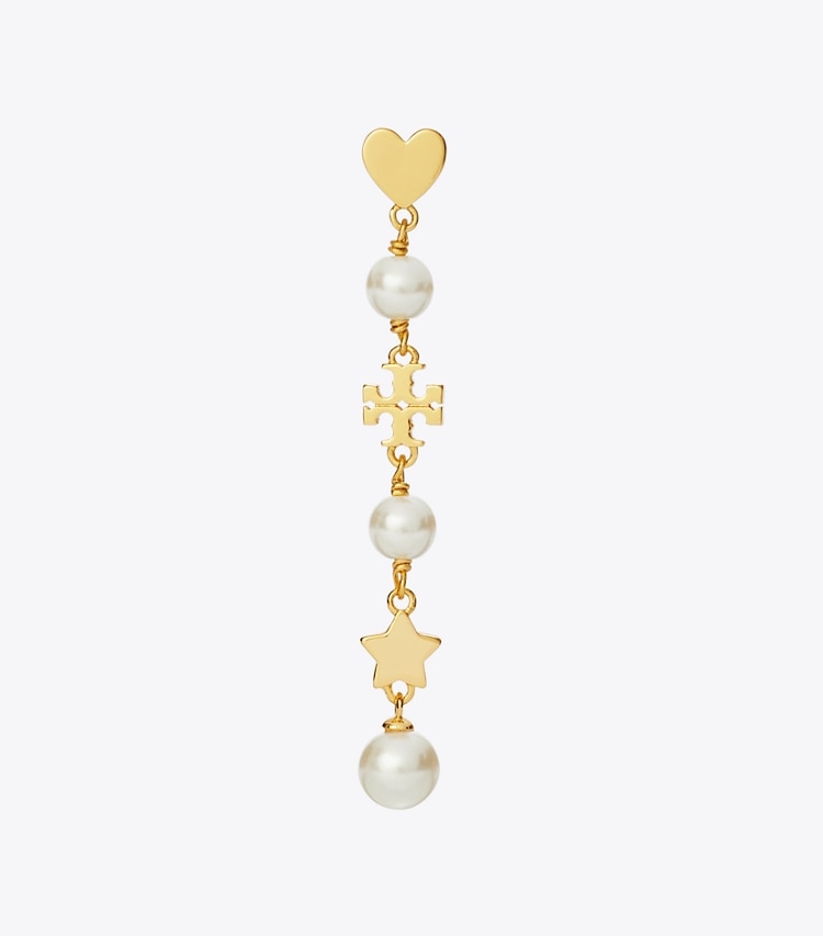 Tory Burch designer イヤリング＆ピアス キラ パール リニア ピアス in Tory Gold / Pearl ディテール