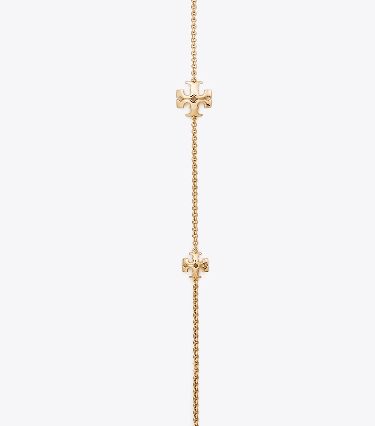 Tory Burch designer necklaces Kira Long Necklace in Tory Gold front