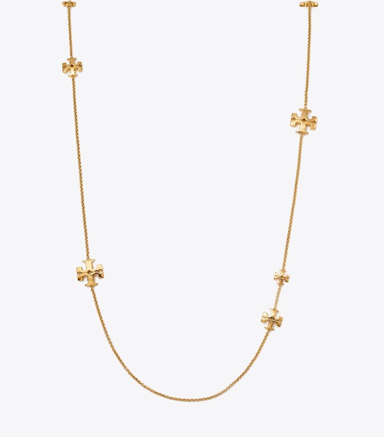 Tory Burch designer necklaces Kira Long Necklace in Tory Gold front