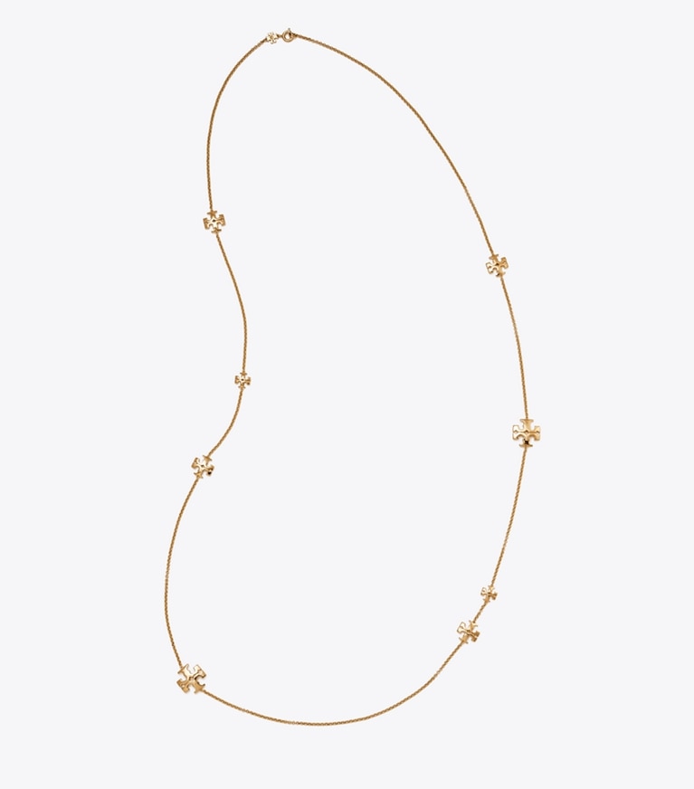 Tory Burch designer necklaces Kira Long Necklace in Tory Gold front