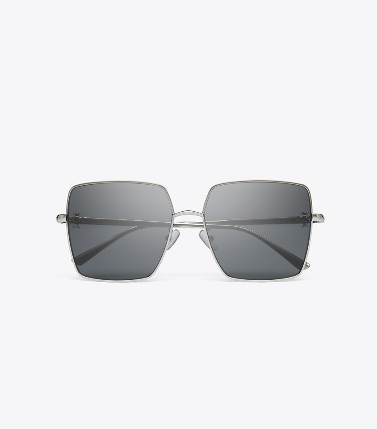 Tory Burch diseñador gafas de sol y anteojos Kira Metal Oversized Square Sunglasses en SILVER/GREY GRADIENT vista superior