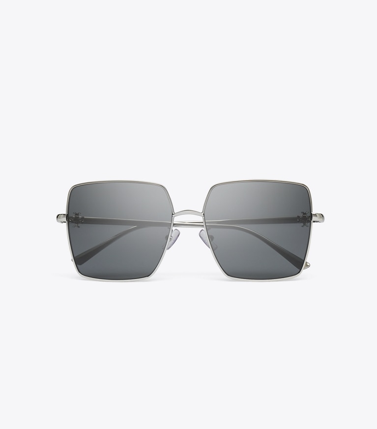 Tory Burch diseñador gafas de sol y anteojos Kira Metal Oversized Square Sunglasses en SILVER/GREY GRADIENT vista superior