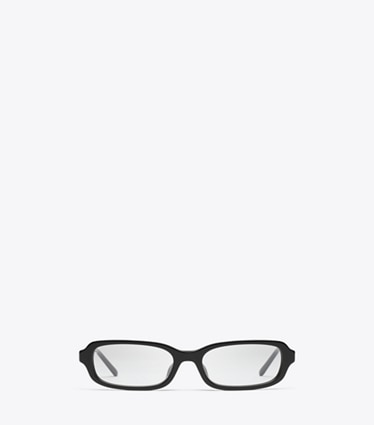 Tory Burch diseñador gafas de sol y gafas graduadas Kira Metal Slim Rectangle Eyeglasses en BLACK/SHINY LIGHT GOLD frente