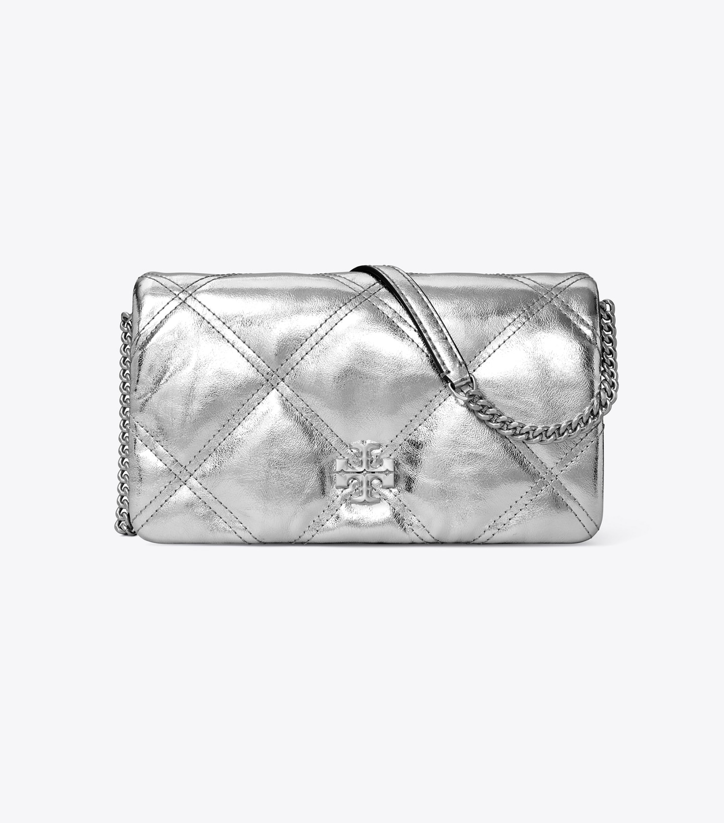 Kira Metallic Diamond Quilt Chain Wallet