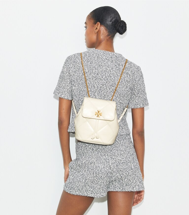 Tory Burch designer rucksäcke Kira Mini-Rucksack mit Rautensteppung in Warm White angle