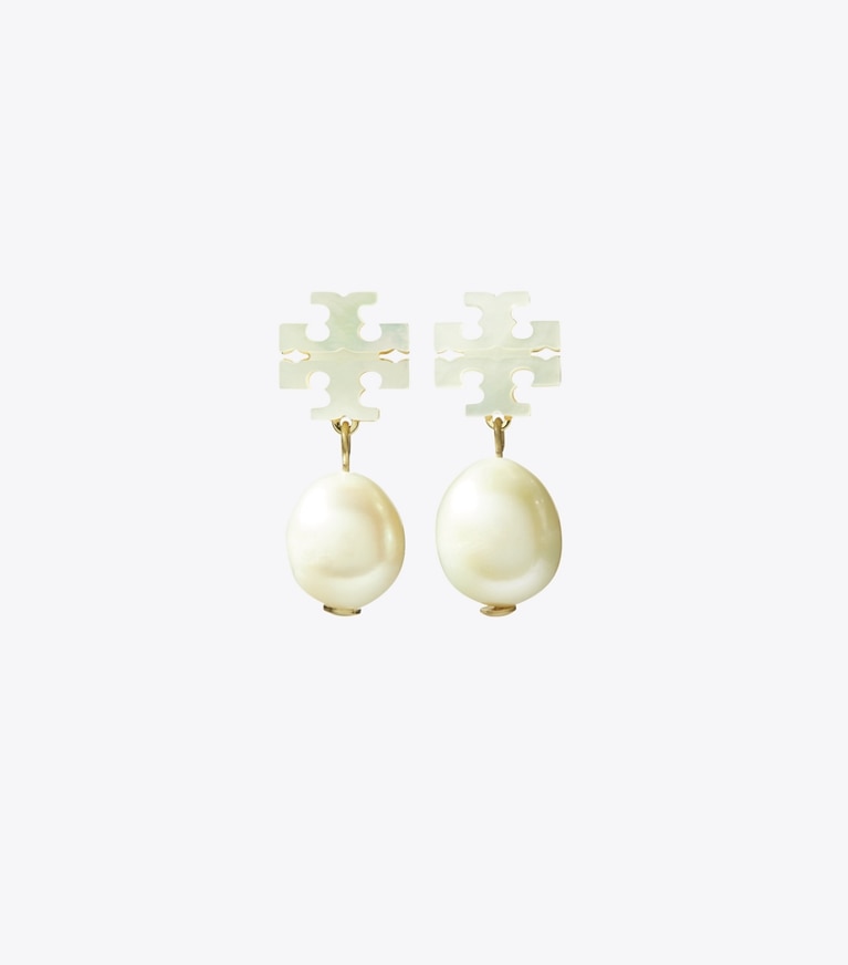 Tory Burch designer earrings Kira Mother of Pearl Drop Earrings in Tory Gold / Mother of Pearl front