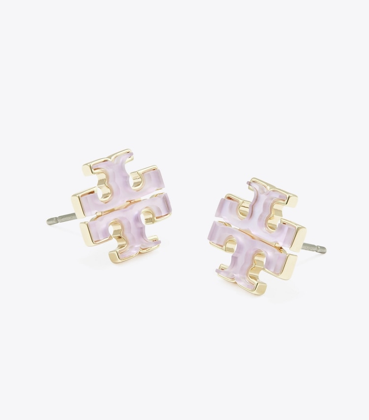 Tory Burch designer earrings Kira Mother of Pearl Stud Earrings in Tory Gold / Pink detail