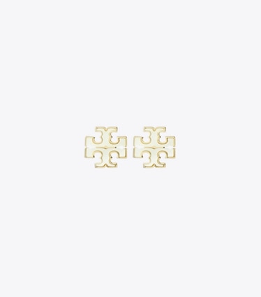 Tory Burch designer earrings Kira Mother of Pearl Stud Earrings in Tory Gold / Mother of Pearl front