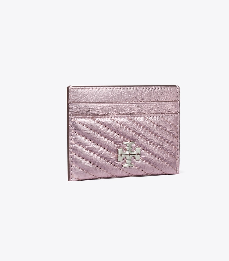 Tory Burch designer card cases Kira Moto Quilt Metallic Card Case in Sparkle Pink angle