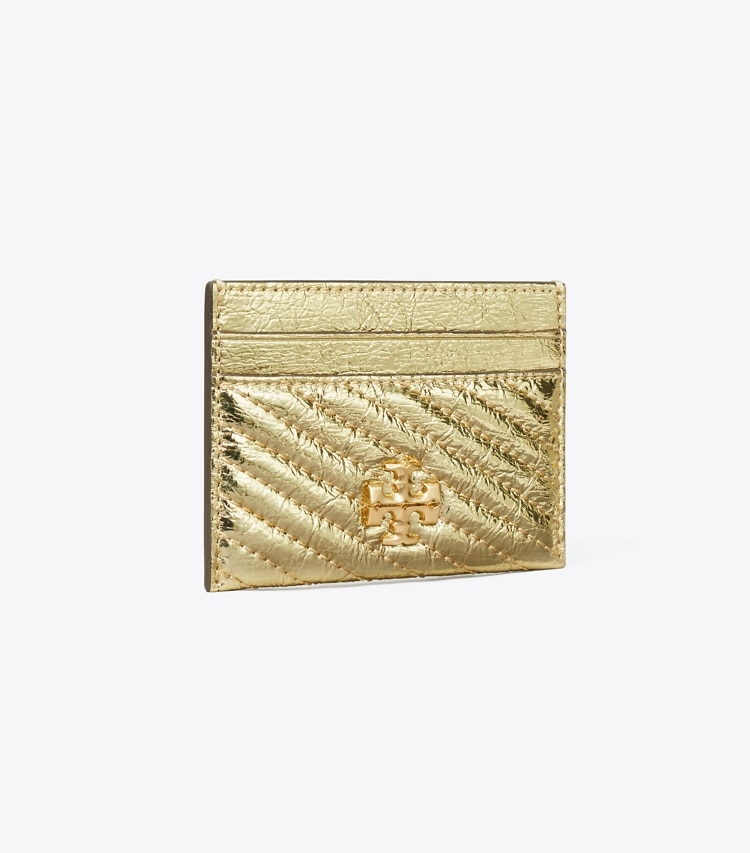 Tory Burch designer card cases Kira Moto Quilt Metallic Card Case in Gold angle