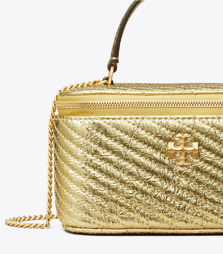 Tory Burch designer ミニバッグ キラ メタリック モトキルト ヴァニティケース in Gold ディテール