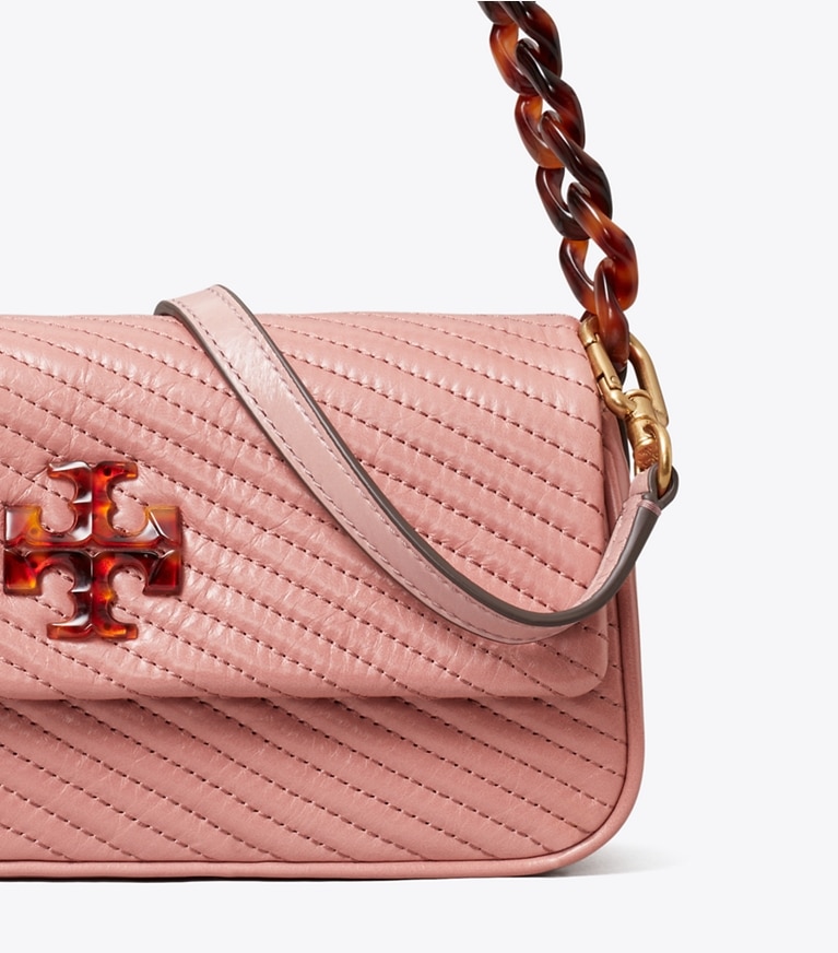 Tory Burch designer shoulder bags Kira Moto Quilt Small Flap Shoulder Bag in Pink Magnolia angle