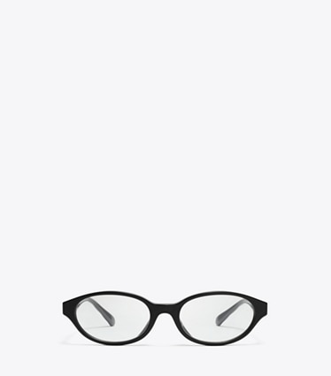 Tory Burch designer sunglasses & eyewear Kira Oval Eyeglasses in BLACK front