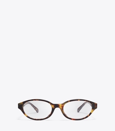 Tory Burch designer sunglasses & eyewear Kira Oval Eyeglasses in DARK TORTOISE front