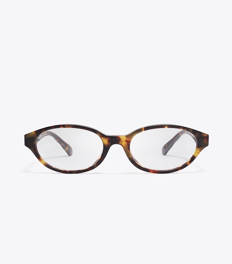 Tory Burch designer sunglasses & eyewear Kira Oval Eyeglasses in DARK TORTOISE front