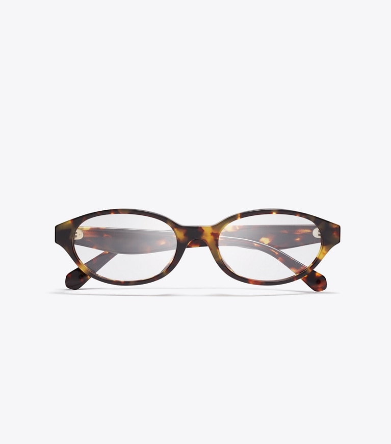Tory Burch designer sunglasses & eyewear Kira Oval Eyeglasses in DARK TORTOISE overhead