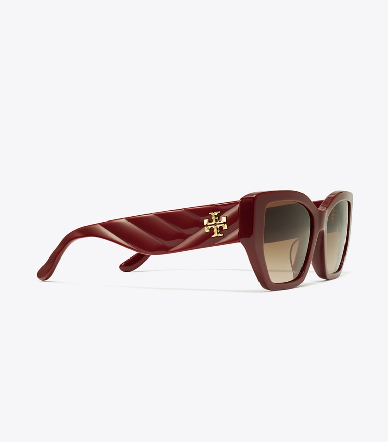 Tory Burch designer sunglasses & eyewear Kira Oversized Geometric Sunglasses in RED BERRY/BROWN GRADIENT front