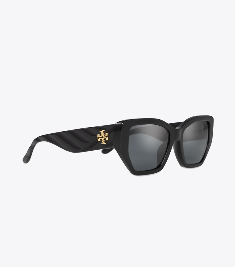 Tory Burch designer sonnenbrillen & brillen Kira Oversized Geometric Sunglasses in BLACK/DARK GREY POLAR front