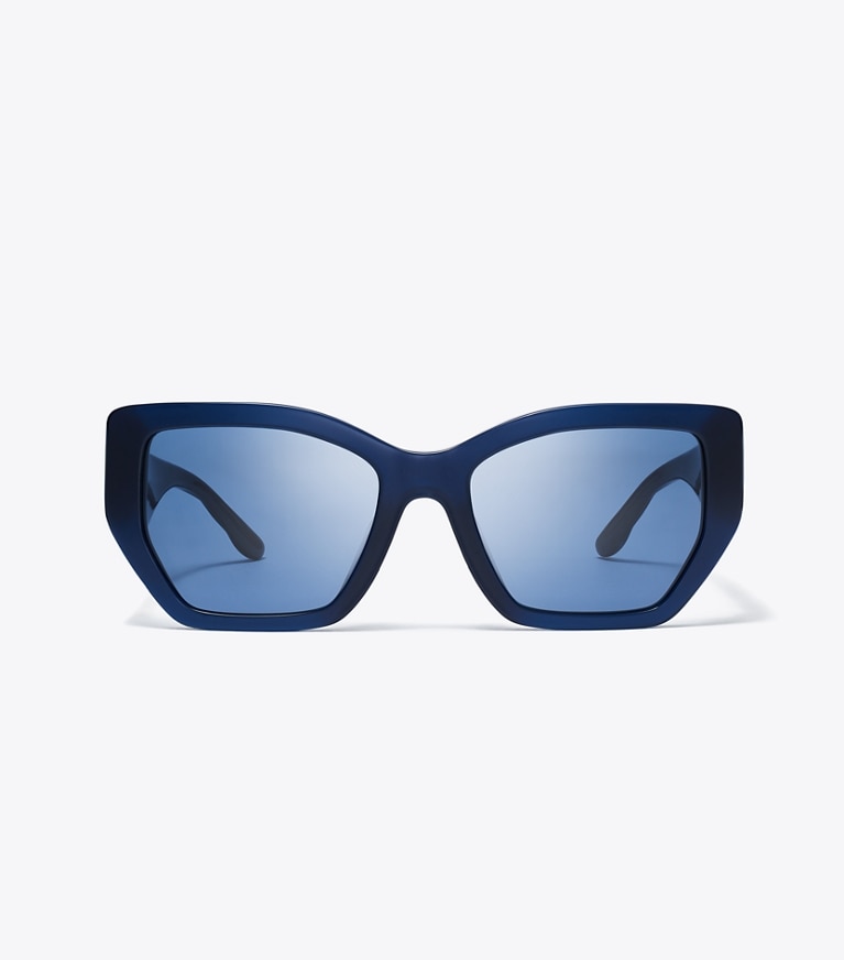 Tory Burch designer sunglasses & eyewear Kira Oversized Geometric Sunglasses in TRANSPARENT NAVY/DARK BLUE front