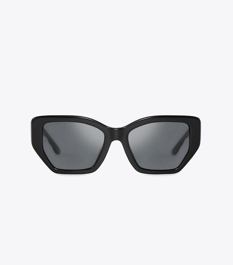 Tory Burch designer sonnenbrillen & brillen Kira Oversized Geometric Sunglasses in BLACK/DARK GREY POLAR front
