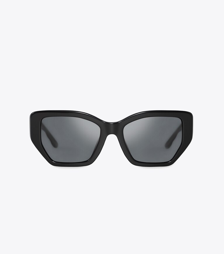 Tory Burch designer sonnenbrillen & brillen Kira Oversized Geometric Sunglasses in BLACK/DARK GREY POLAR front
