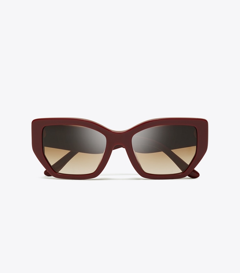 Tory Burch designer sunglasses & eyewear Kira Oversized Geometric Sunglasses in RED BERRY/BROWN GRADIENT front