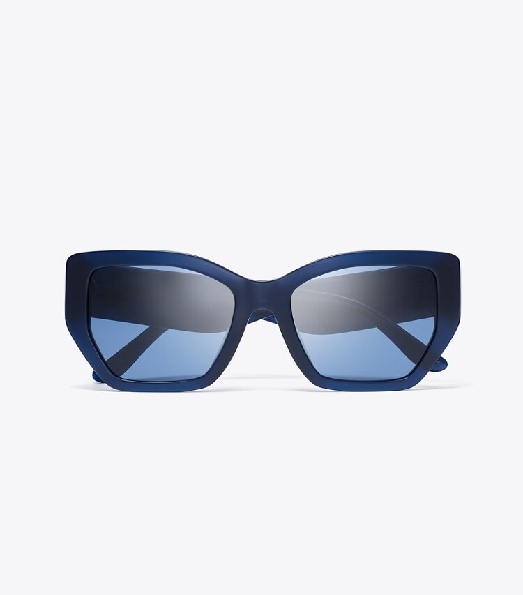 Tory Burch designer sunglasses & eyewear Kira Oversized Geometric Sunglasses in TRANSPARENT NAVY/DARK BLUE overhead