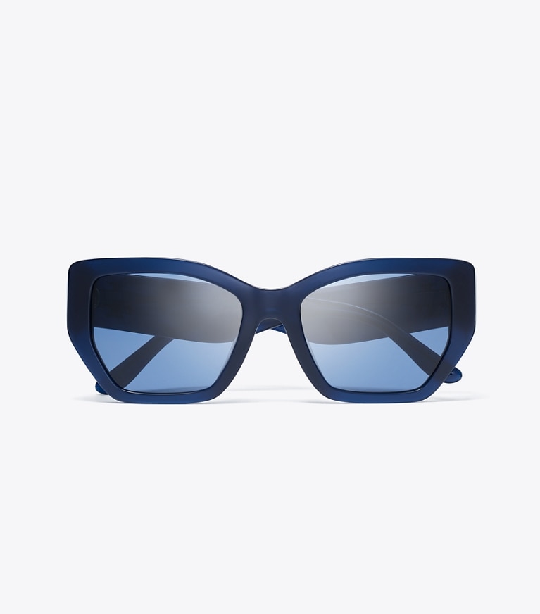 Tory Burch designer sunglasses & eyewear Kira Oversized Geometric Sunglasses in TRANSPARENT NAVY/DARK BLUE front