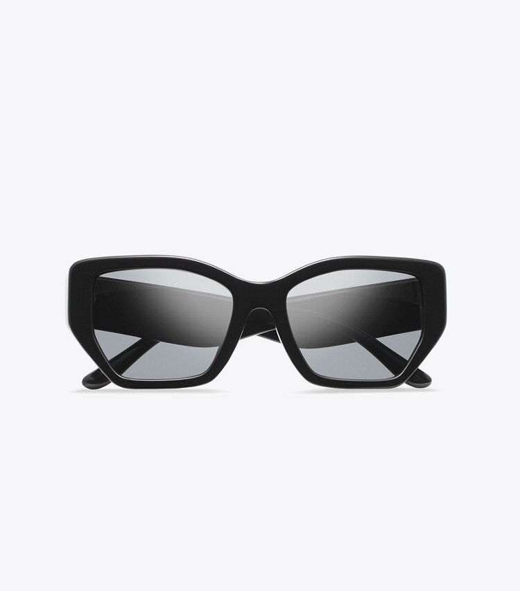 Tory Burch designer sonnenbrillen & brillen Kira Oversized Geometric Sunglasses in BLACK/DARK GREY POLAR von oben