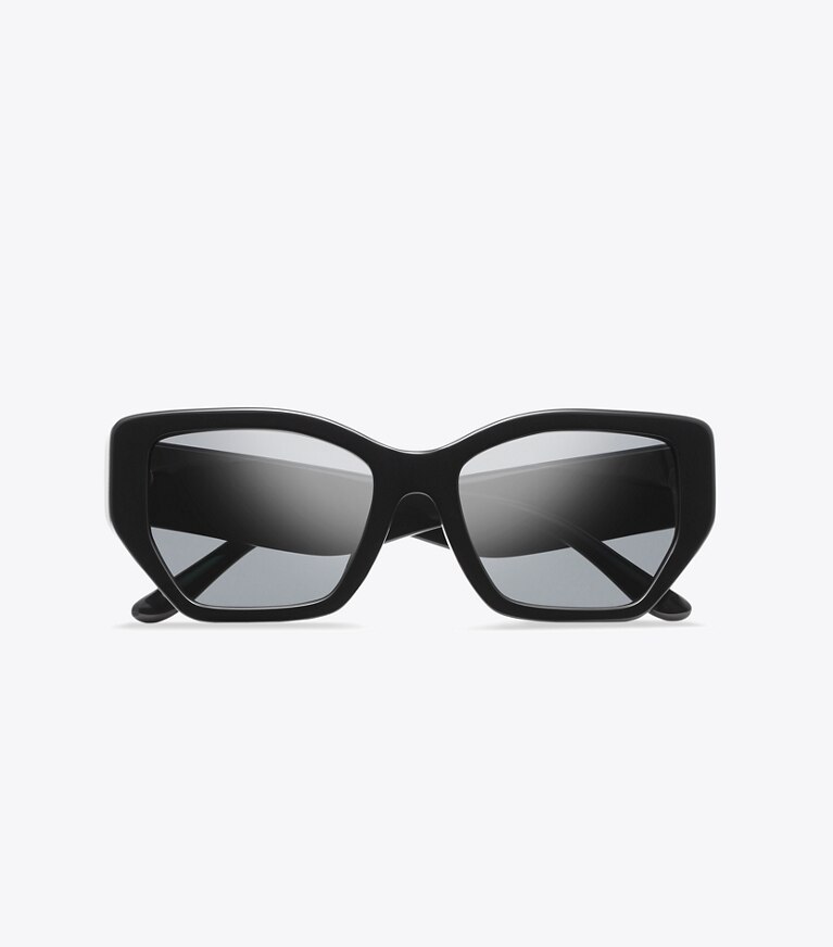 Tory Burch designer sonnenbrillen & brillen Kira Oversized Geometric Sunglasses in BLACK/DARK GREY POLAR front