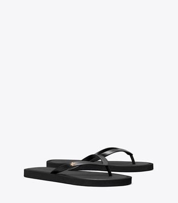 Tory Burch designer sandals Kira Padded Flip-Flop in PERFECT BLACK / GOLD angle