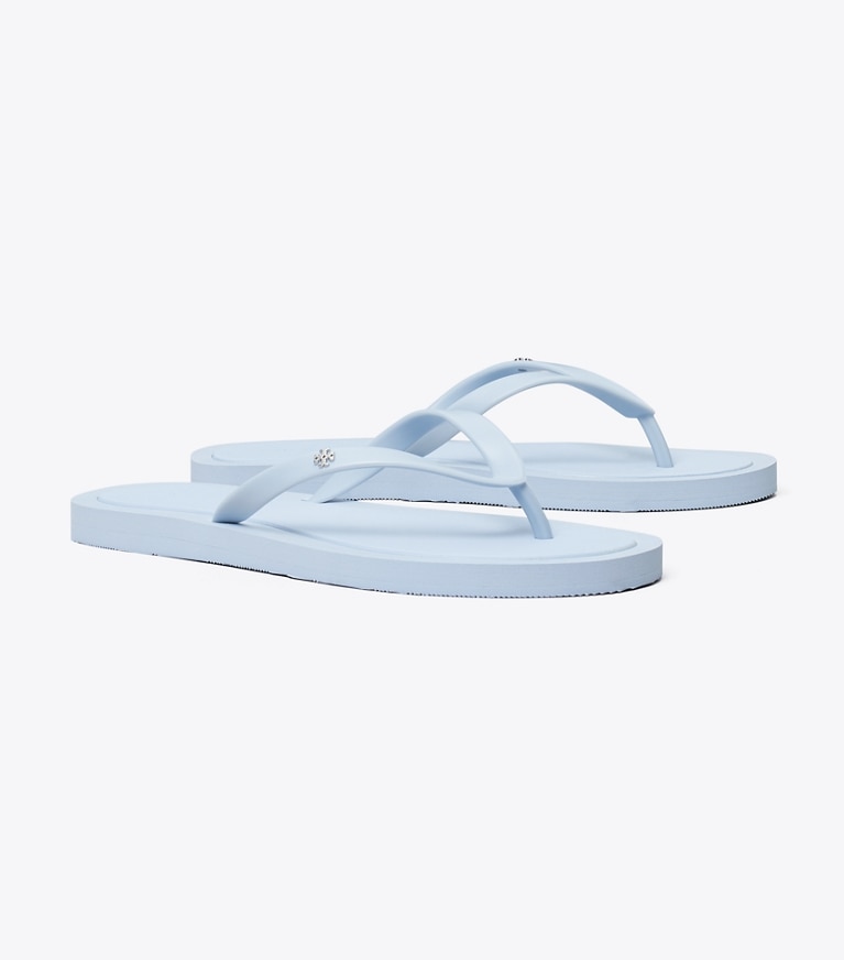 Tory Burch designer sandals Kira Padded Flip-Flop in ARIA BLUE / SILVER angle