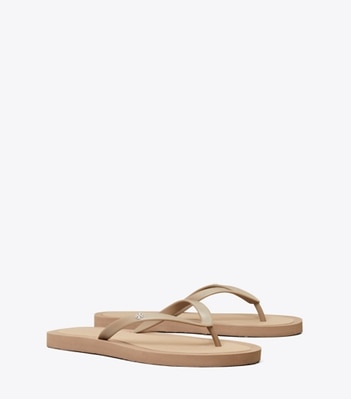 Tory Burch designer sandals Kira Padded Flip-Flop in MOUNTAIN GRAY / SILVER angle