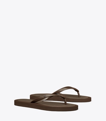Tory Burch designer sandals Kira Padded Flip-Flop in DARK COCOA / DARK COCOA angle