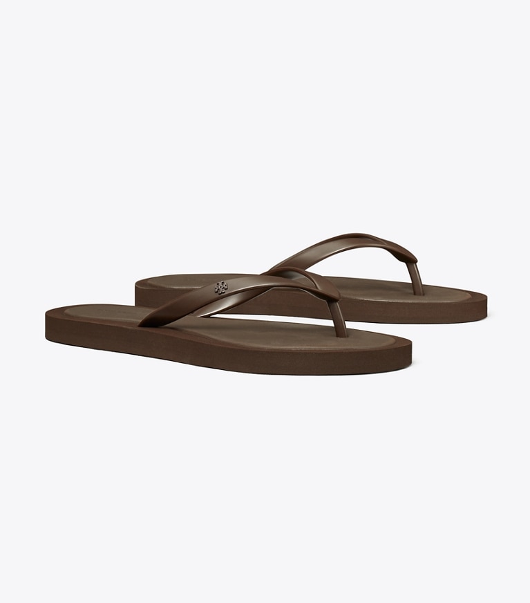 Tory Burch designer sandals Kira Padded Flip-Flop in DARK COCOA / DARK COCOA angle