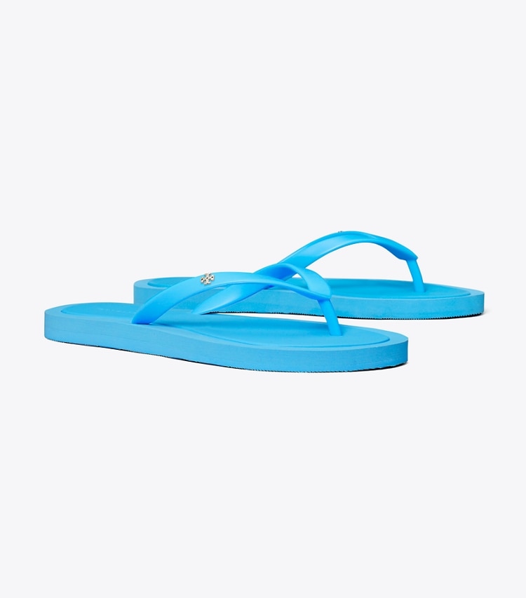 Tory Burch designer sandals Kira Padded Flip-Flop in CAVE BLUE / SILVER angle