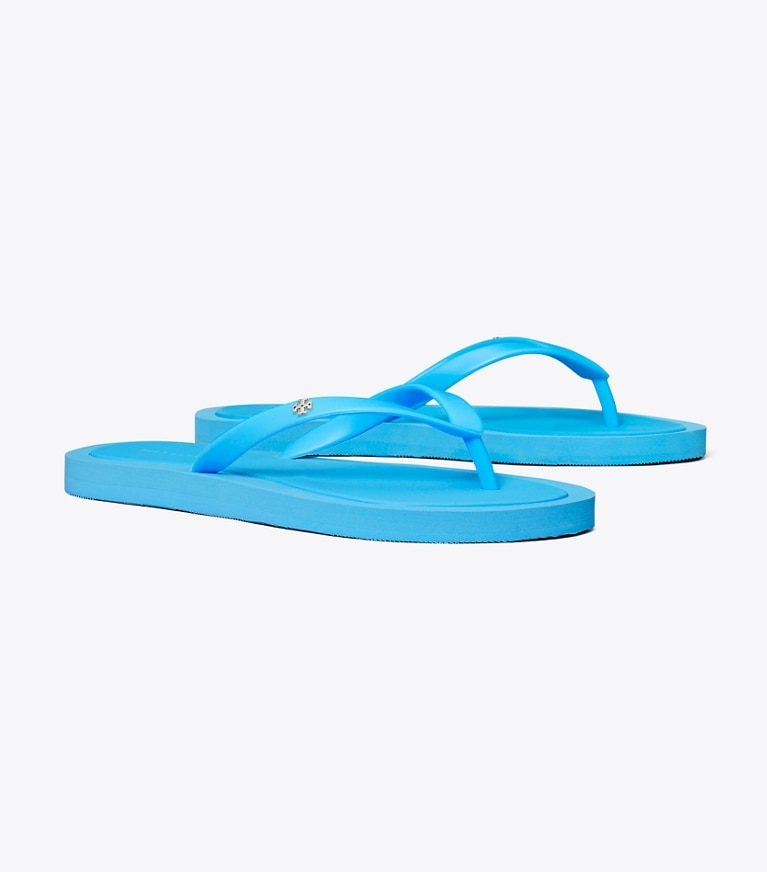 Tory Burch designer sandals Kira Padded Flip-Flop in CAVE BLUE / SILVER angle