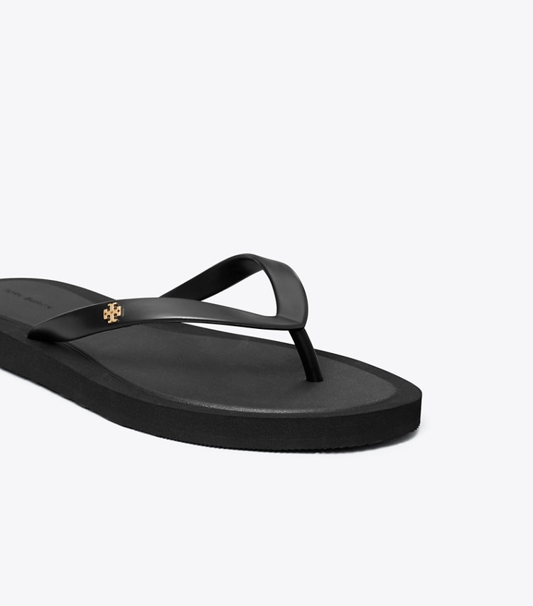 Tory Burch designer sandals Kira Padded Flip-Flop in PERFECT BLACK / GOLD detail