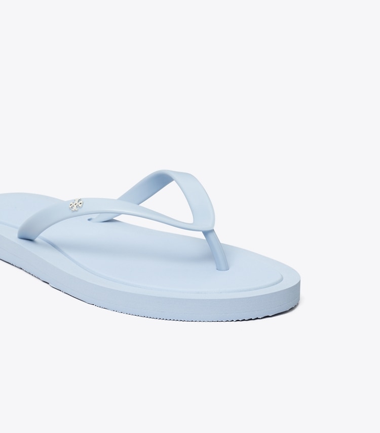 Tory Burch designer sandals Kira Padded Flip-Flop in ARIA BLUE / SILVER detail