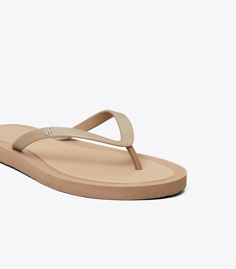 Tory Burch designer sandals Kira Padded Flip-Flop in MOUNTAIN GRAY / SILVER angle