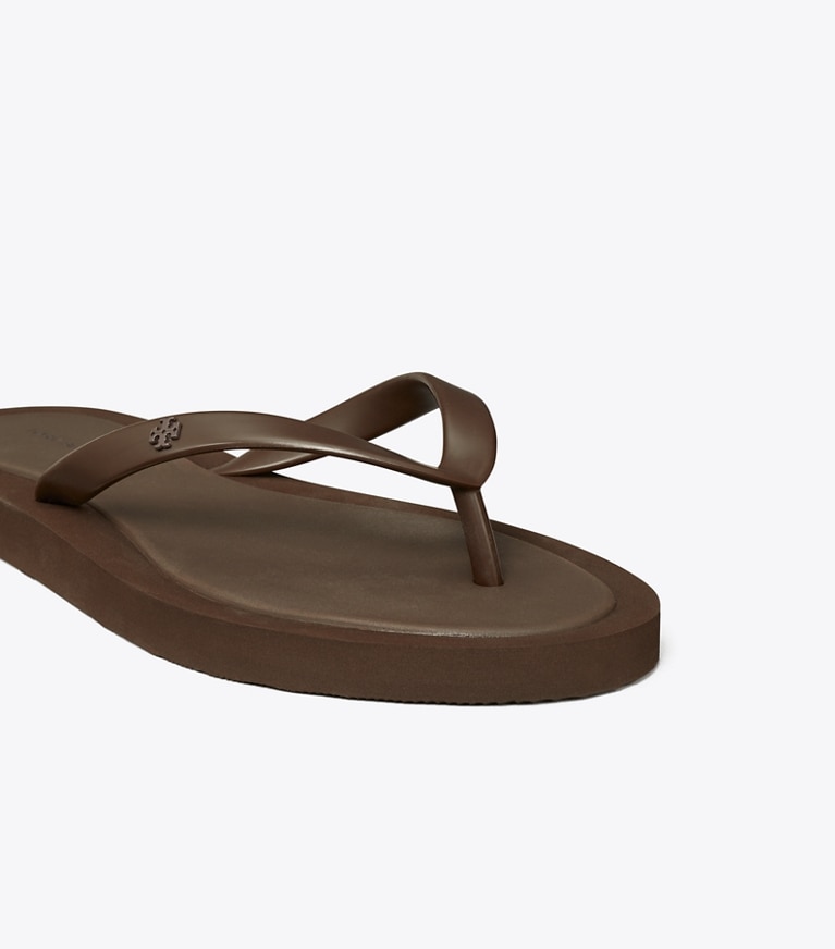 Tory Burch designer sandals Kira Padded Flip-Flop in DARK COCOA / DARK COCOA detail