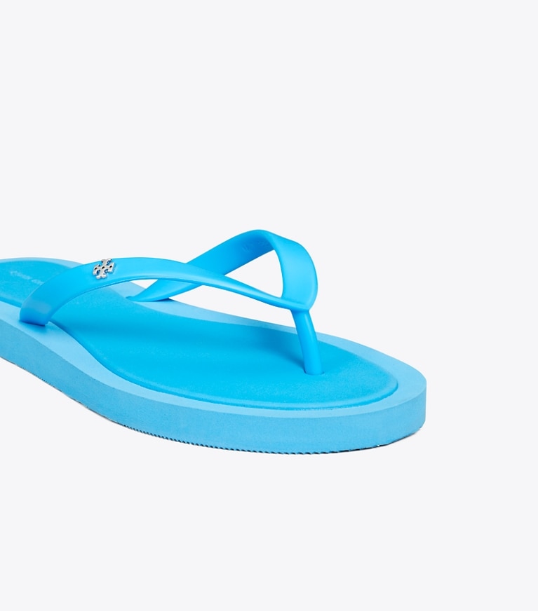Tory Burch designer sandals Kira Padded Flip-Flop in CAVE BLUE / SILVER angle