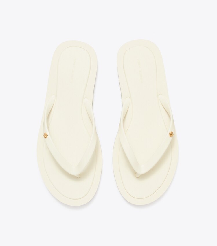 Tory Burch designer sandals Kira Padded Flip-Flop in NEW IVORY / GOLD overhead