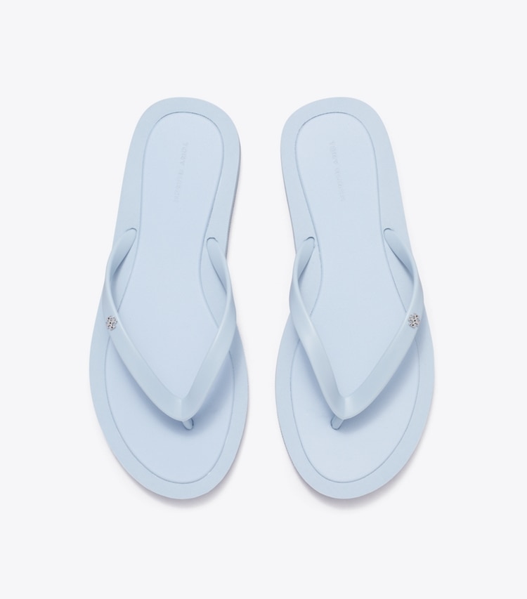 Tory Burch designer sandals Kira Padded Flip-Flop in ARIA BLUE / SILVER overhead