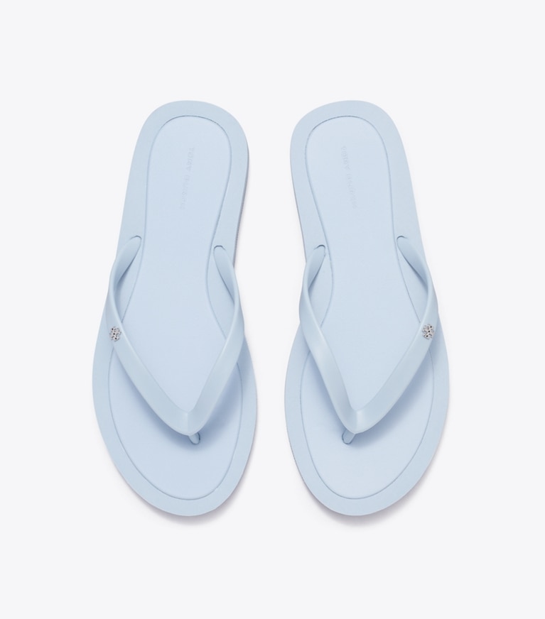 Tory Burch designer sandals Kira Padded Flip-Flop in ARIA BLUE / SILVER angle
