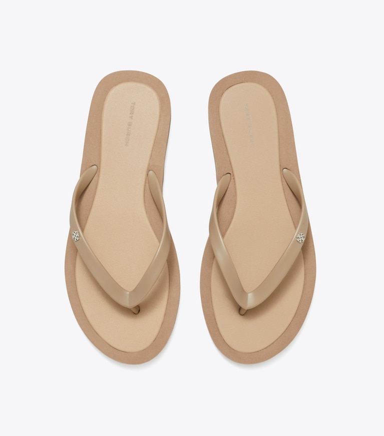Tory Burch designer sandals Kira Padded Flip-Flop in MOUNTAIN GRAY / SILVER angle