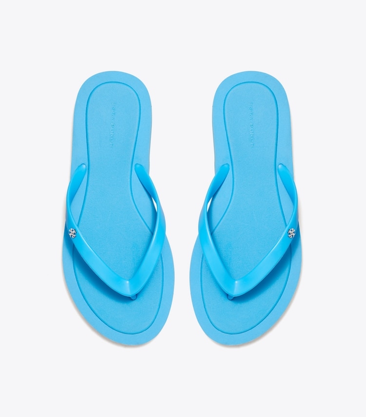 Tory Burch designer sandals Kira Padded Flip-Flop in CAVE BLUE / SILVER overhead